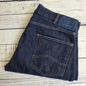 Patagonia Iron Clad Jeans Mens 34x34 Straight Fit Dark Wash Blue Denim Cotton